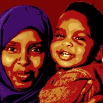 Femme d'origine somalienne avec enfant dans les bras